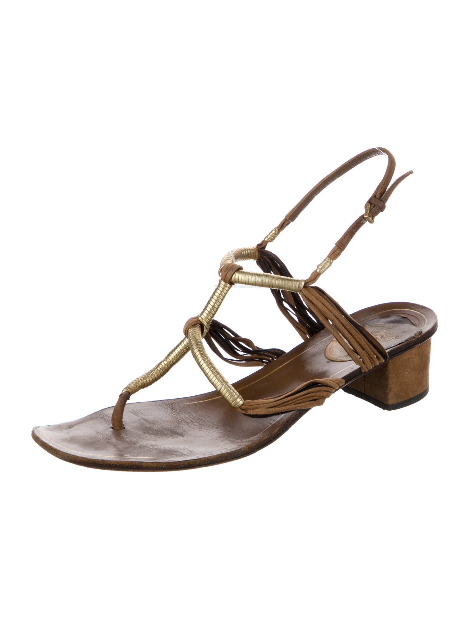 Gucci Suede Leather Trim Embellishment Sandals